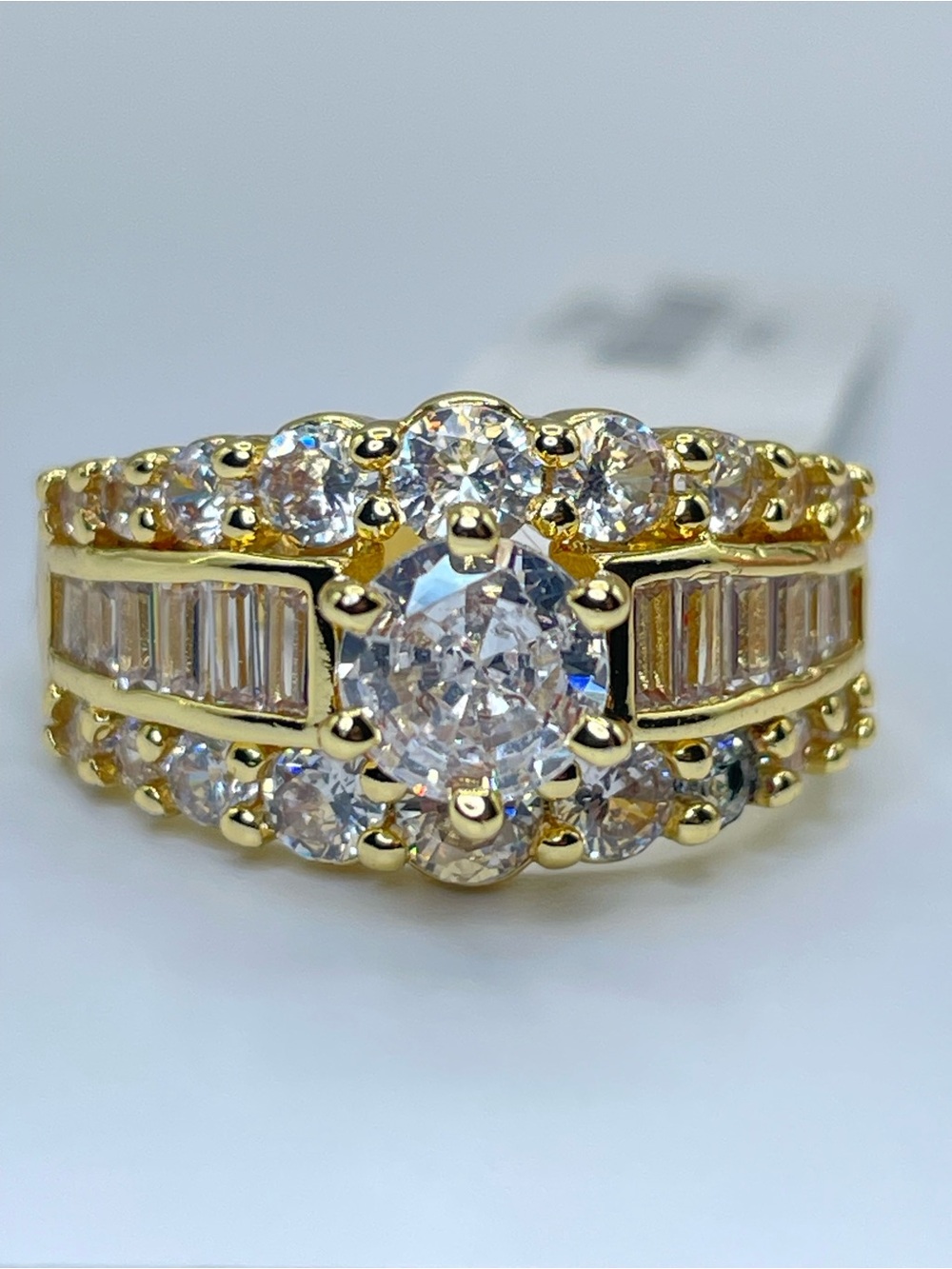 Swarovski Crystals Elements White Crystal Art Deco Bridal Ring Sz 7